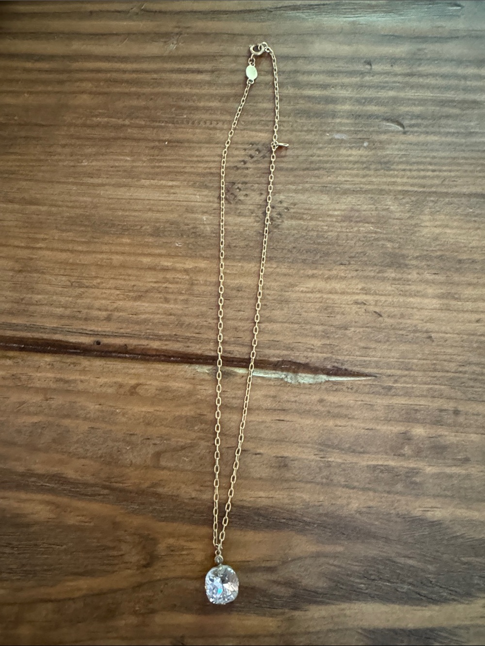 Delicate Gold Necklace with Clear Crystal Pendant